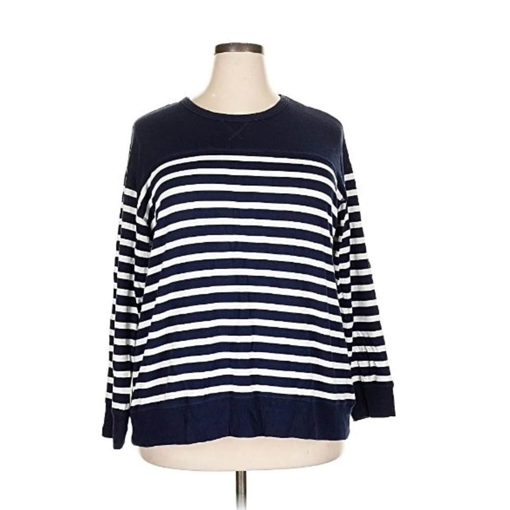Workshop Republic Clothing Sweater Size M Navy & White Stripe Scoop Neck